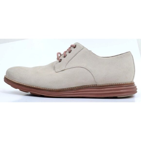 COLE HAAN Men\'s 8.5 Originalgrand Suede Plain-toe Oxfords Shoes In Pumice Stone